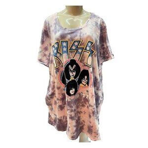 Vinyl Icons Torrid Plus 5 Tie-Dye Kiss Band Graphic Crew Neck Short Sleeve Tee